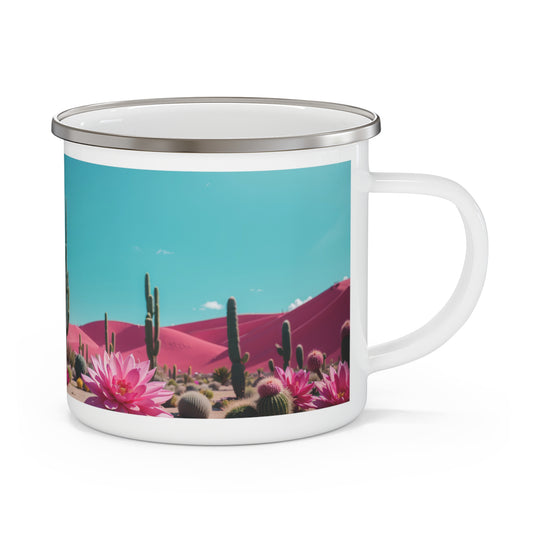Pink Desert Enameled Coffee Cup, Lovely and Durable, Great Gift Idea